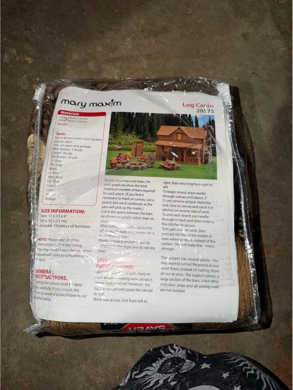 Mary Maxim Log Cabin Yarn Craft Kit with 19 Pieces of Yarn